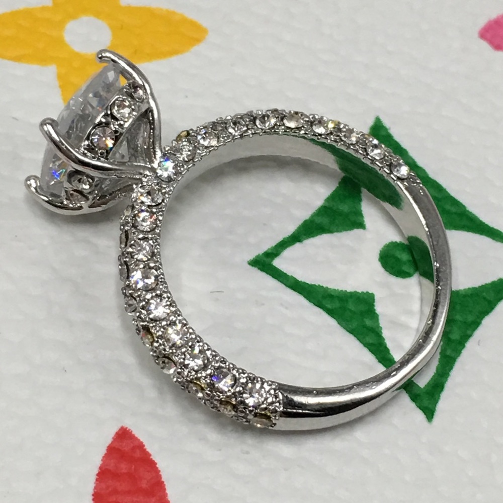 14k white gold plated engagement ring wedding - Picture 5 of 7